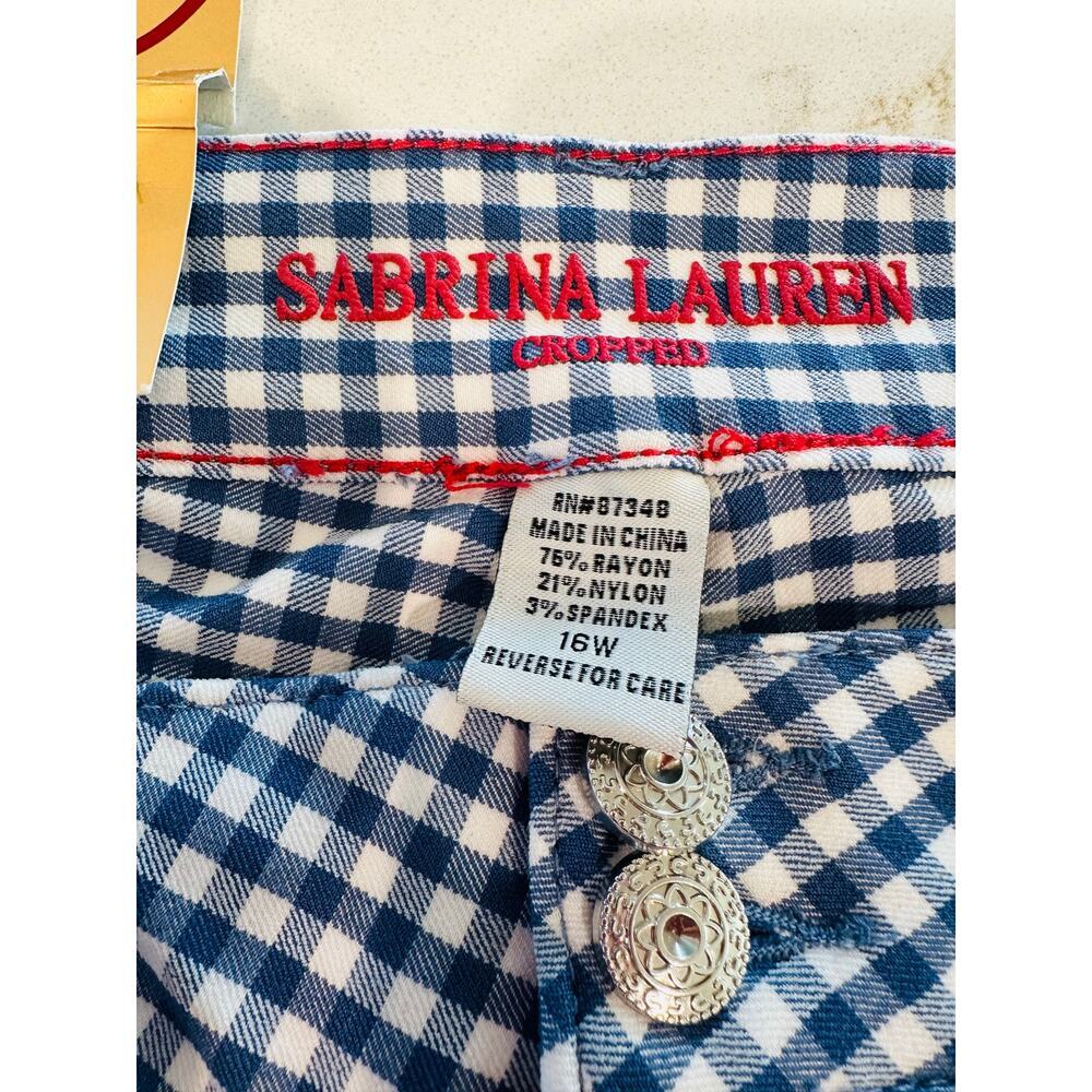 Sabrina Lauren Women’s Plus Cropped Pants Gingham Stretch Comfort Summer 22 NWT - Picture 3 of 9